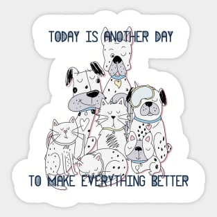 dog and cat love Sticker